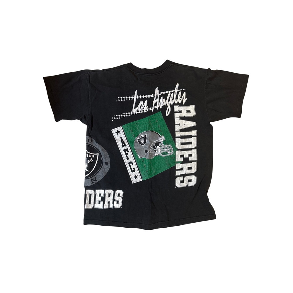 Vintage Los Angeles Raiders T-Shirt Anvil All Over Print Black Mens L - Picture 2 of 6